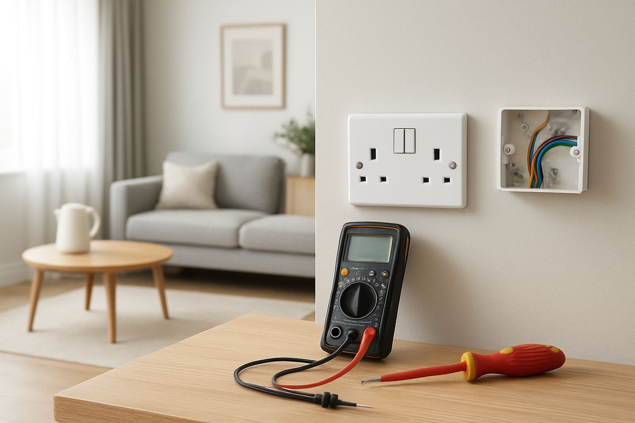 Professional electrician at work in a modern home